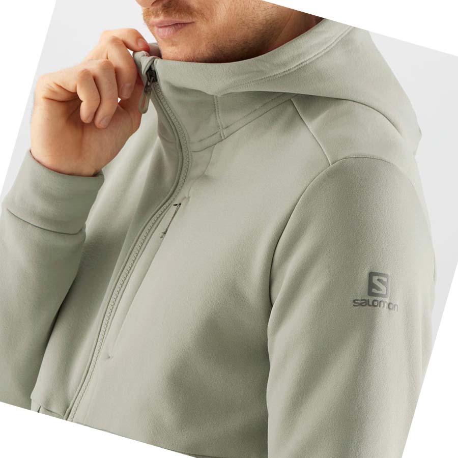 Salomon ESSENTIAL WARM FLEECE Kapucnis Pulóver Férfi Bézs | HU 2429JPQ